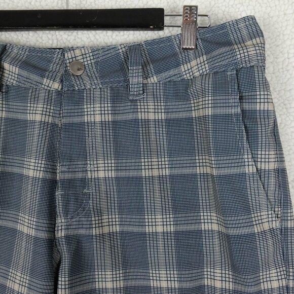 Quiksilver Amphibians Shorts Mens 34 Blue Plaid Hybrid Classic Retro Swim - Picture 2 of 10